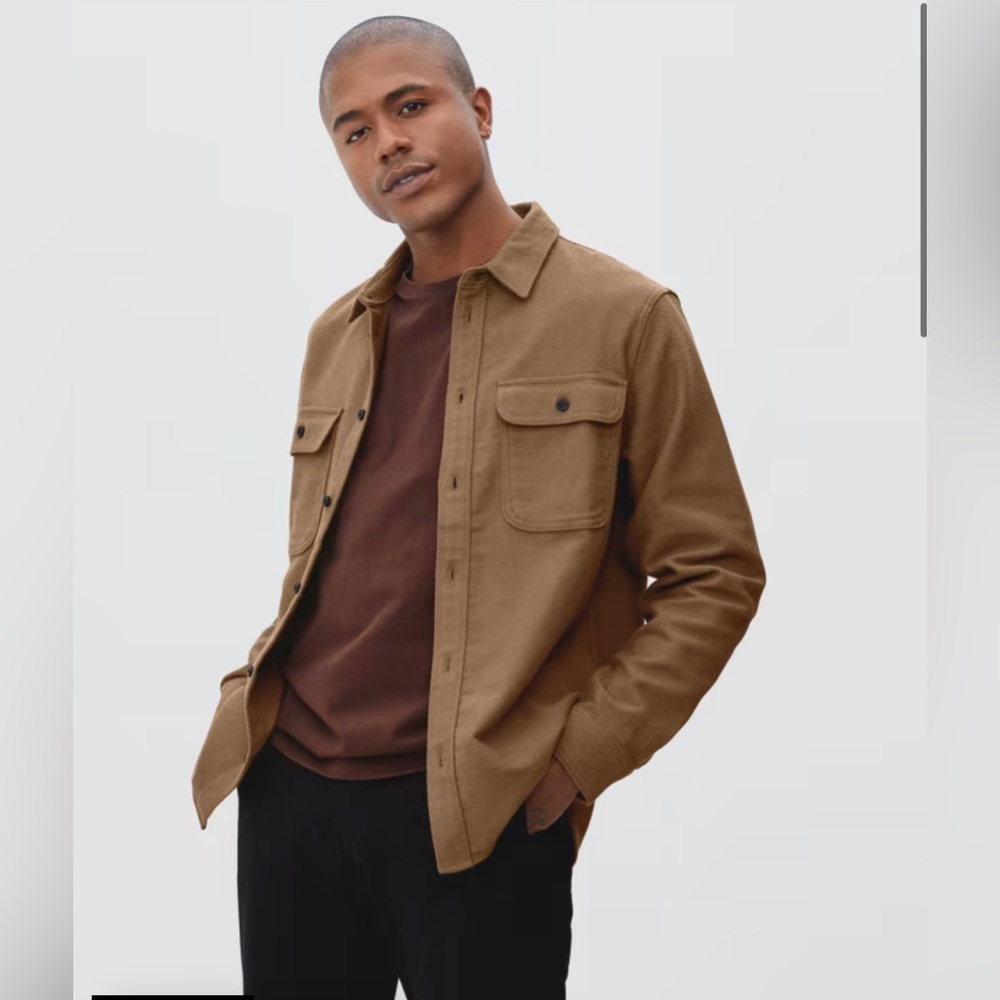EVERLANE cotton heavy over shirt tan large